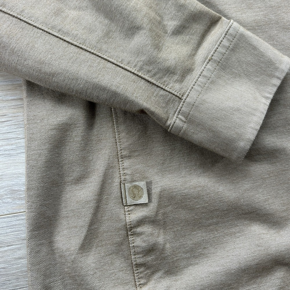 Lululemon Large Commission Long-Sleeve Shirt Pocket Mens Tan Four Way Stretch - Picture 4 of 9